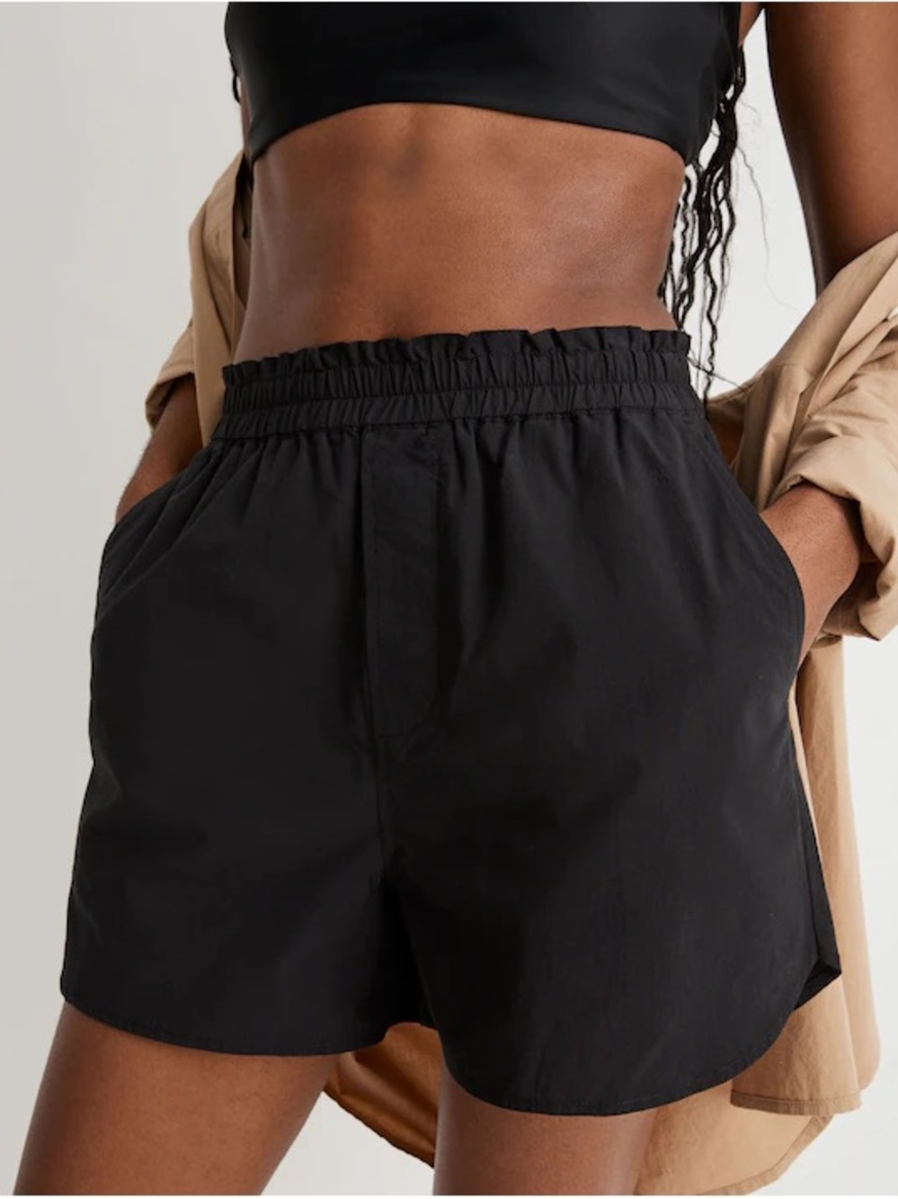 2/$5 High-Rise Black Elastic-Waist Women's Shorts